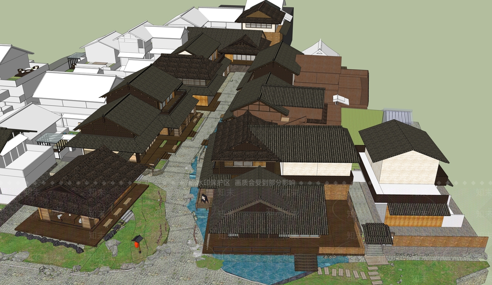 日式商业街SU模型下载【ID:1188330287】