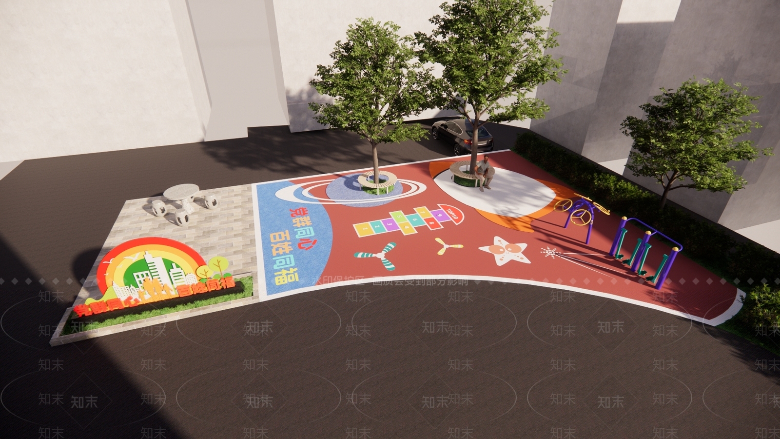 现代广场景观SU模型下载【ID:1188331312】