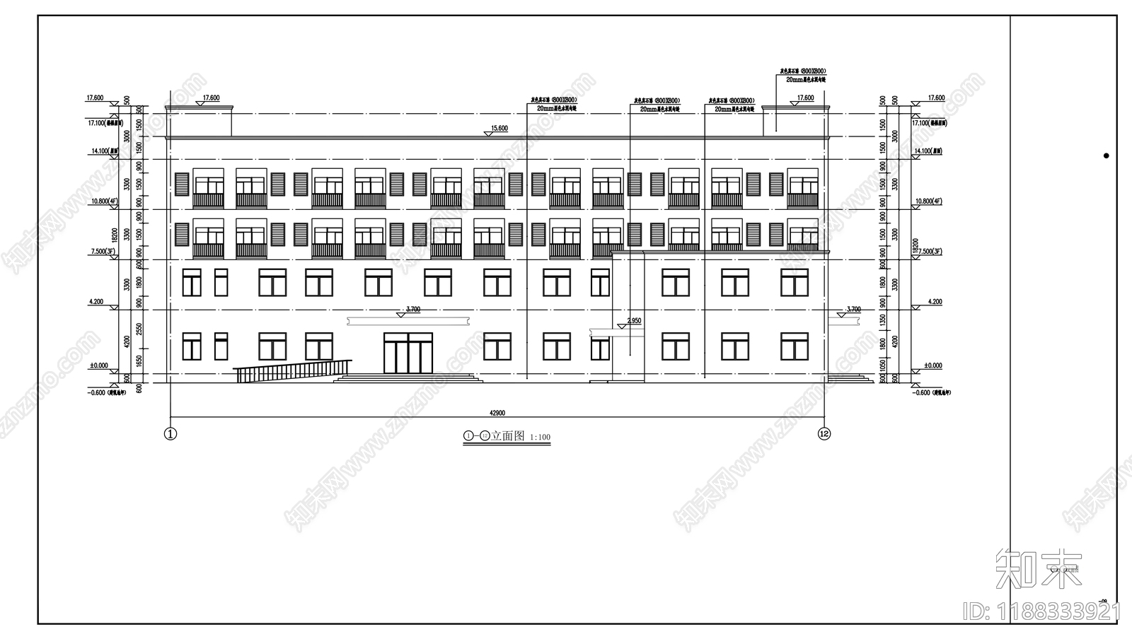 现代办公楼建筑cad施工图下载【ID:1188333921】