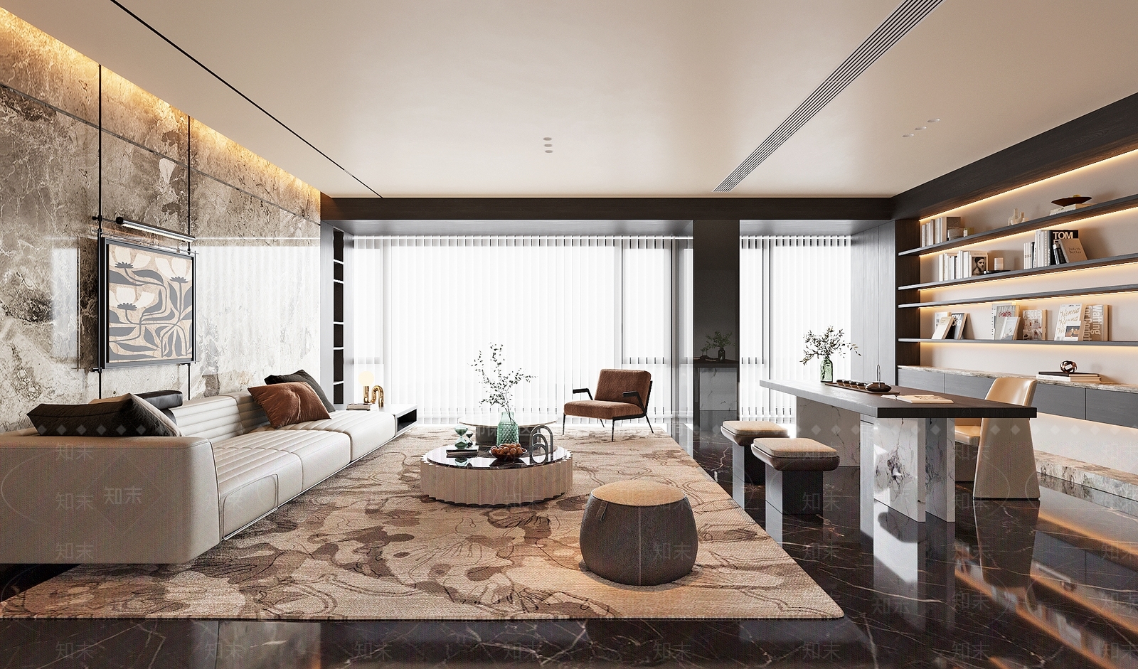 现代轻奢横厅3D模型下载【ID:1188334090】