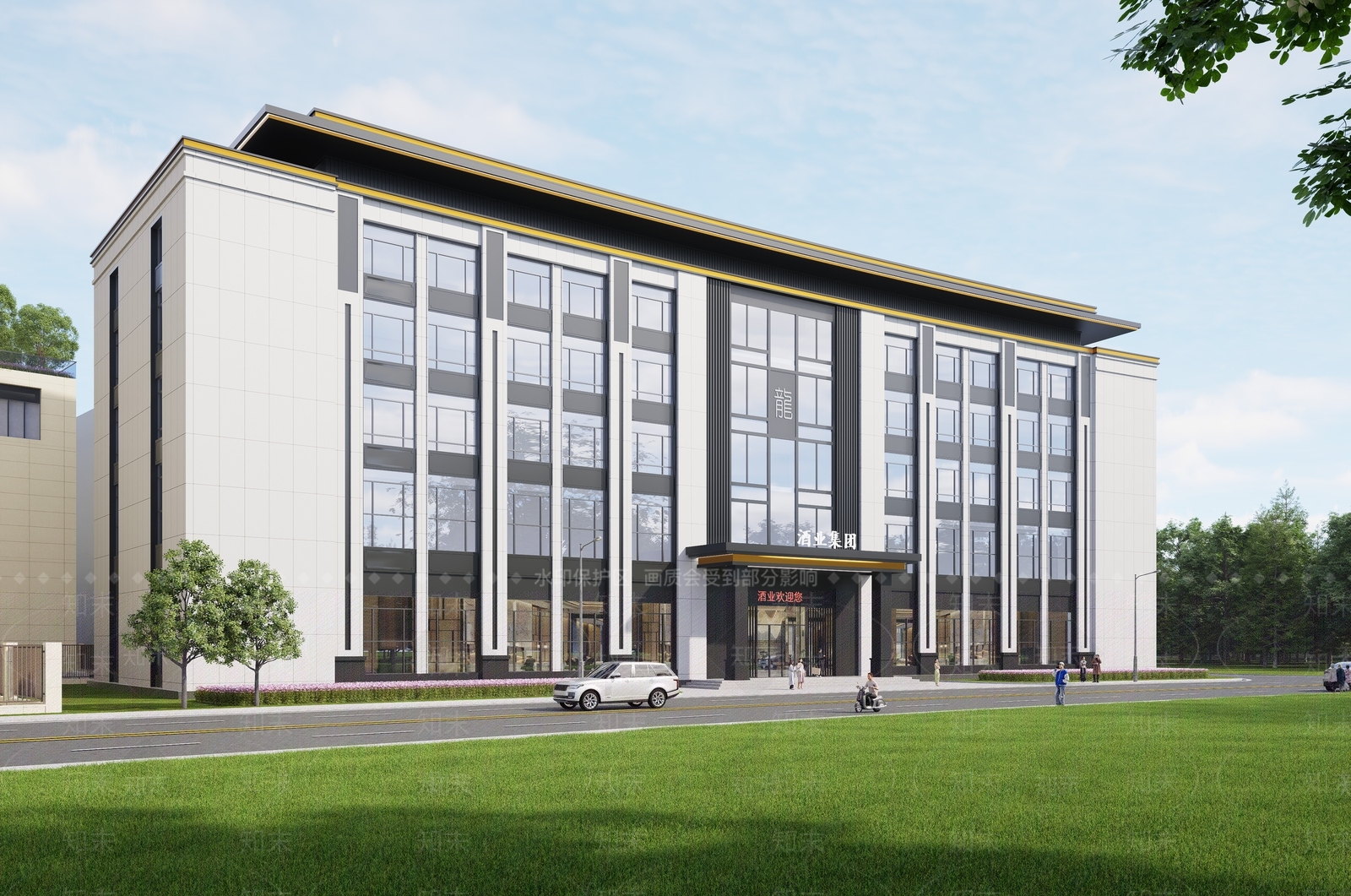 新中式中式办公楼SU模型下载【ID:1188335809】