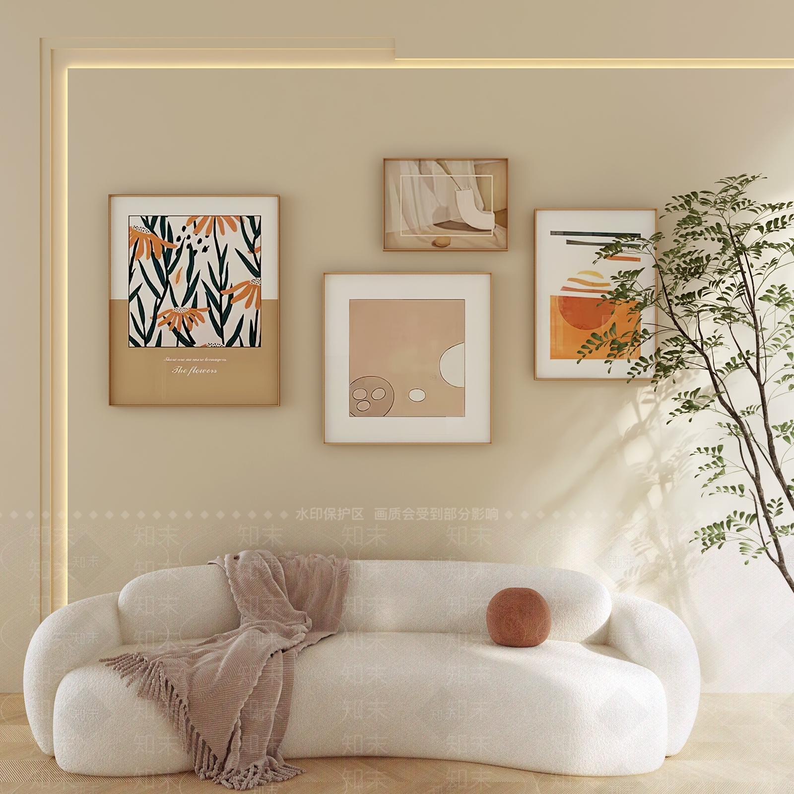 北欧简约抽象挂画3D模型下载【ID:1188337858】