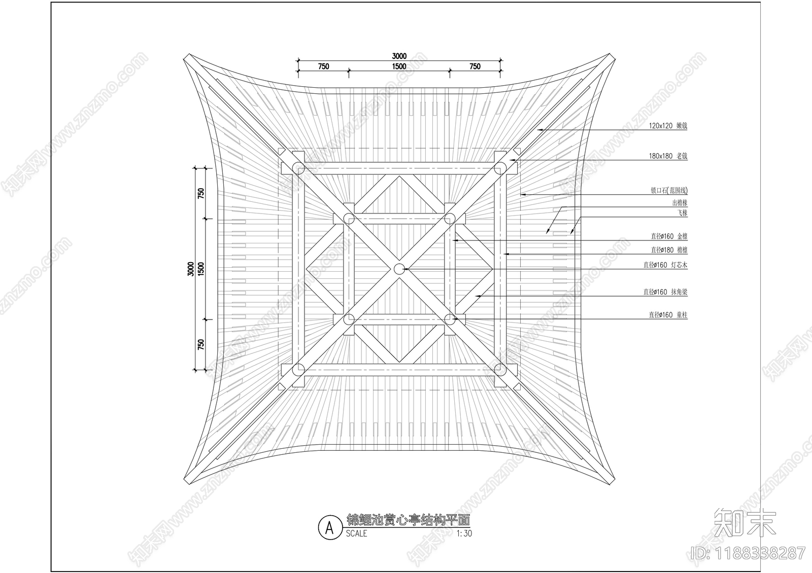 仿古建筑cad施工图下载【ID:1188338287】