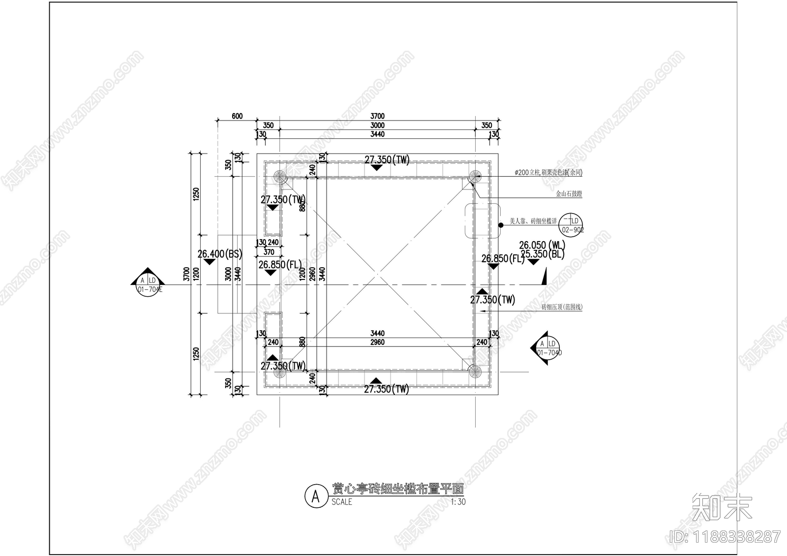 仿古建筑cad施工图下载【ID:1188338287】