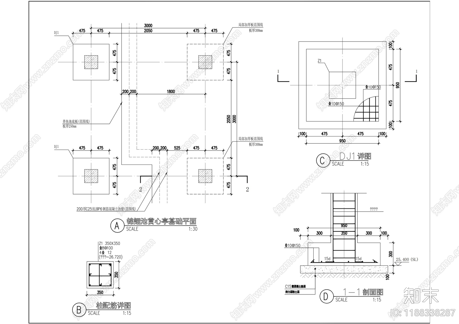 仿古建筑cad施工图下载【ID:1188338287】