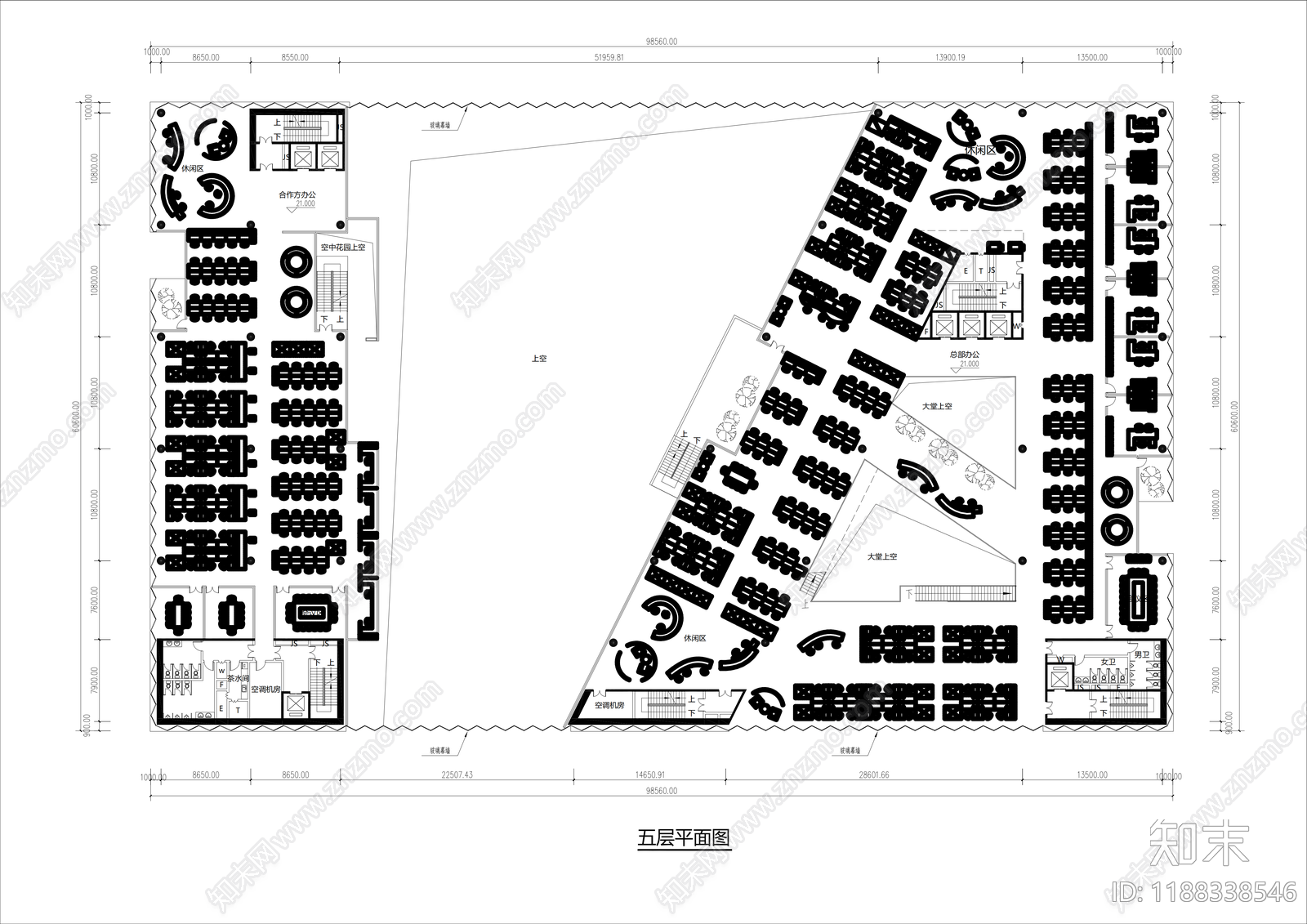 现代办公楼建筑cad施工图下载【ID:1188338546】