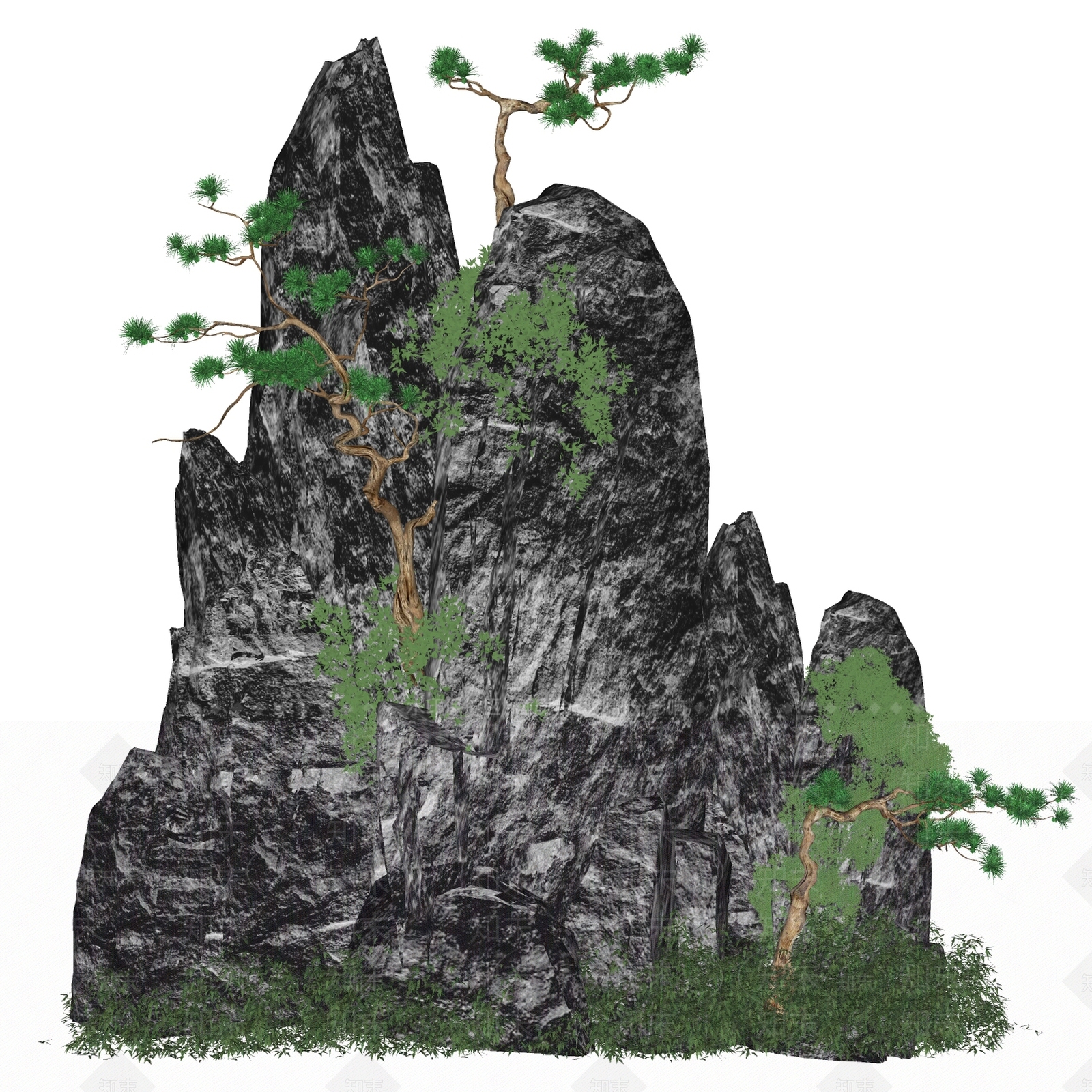 中式假山SU模型下载【ID:1188340969】