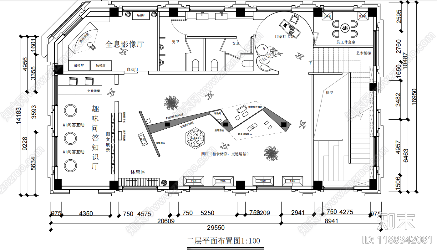 现代博物馆cad施工图下载【ID:1188342081】
