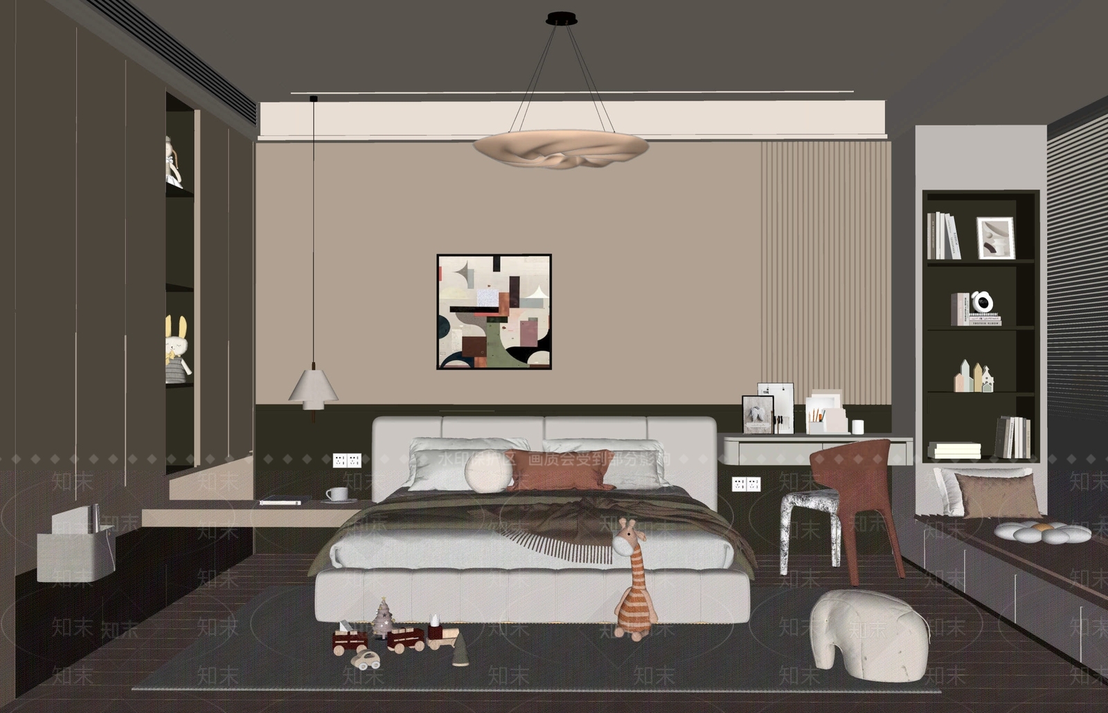 现代通用儿童房SU模型下载【ID:1188344419】