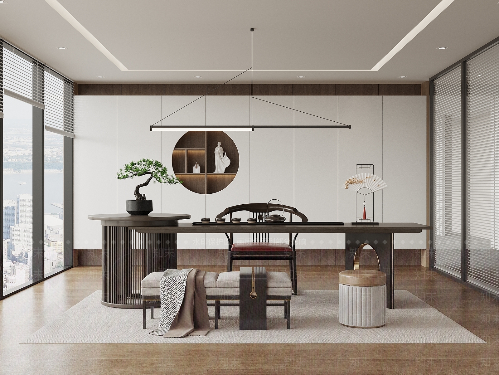 新中式茶室SU模型下载【ID:1188345902】