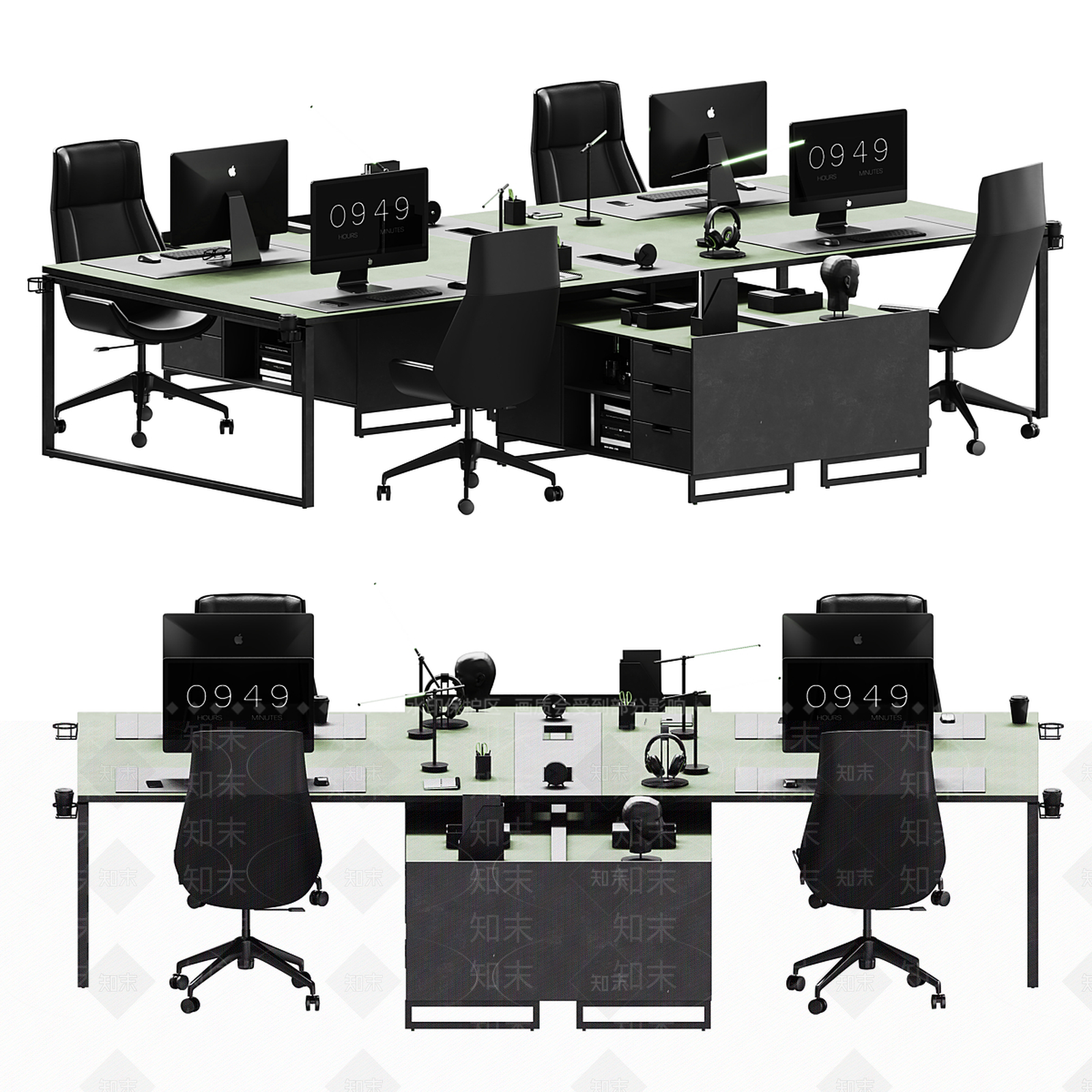 现代意式办公桌椅3D模型下载【ID:1188348647】