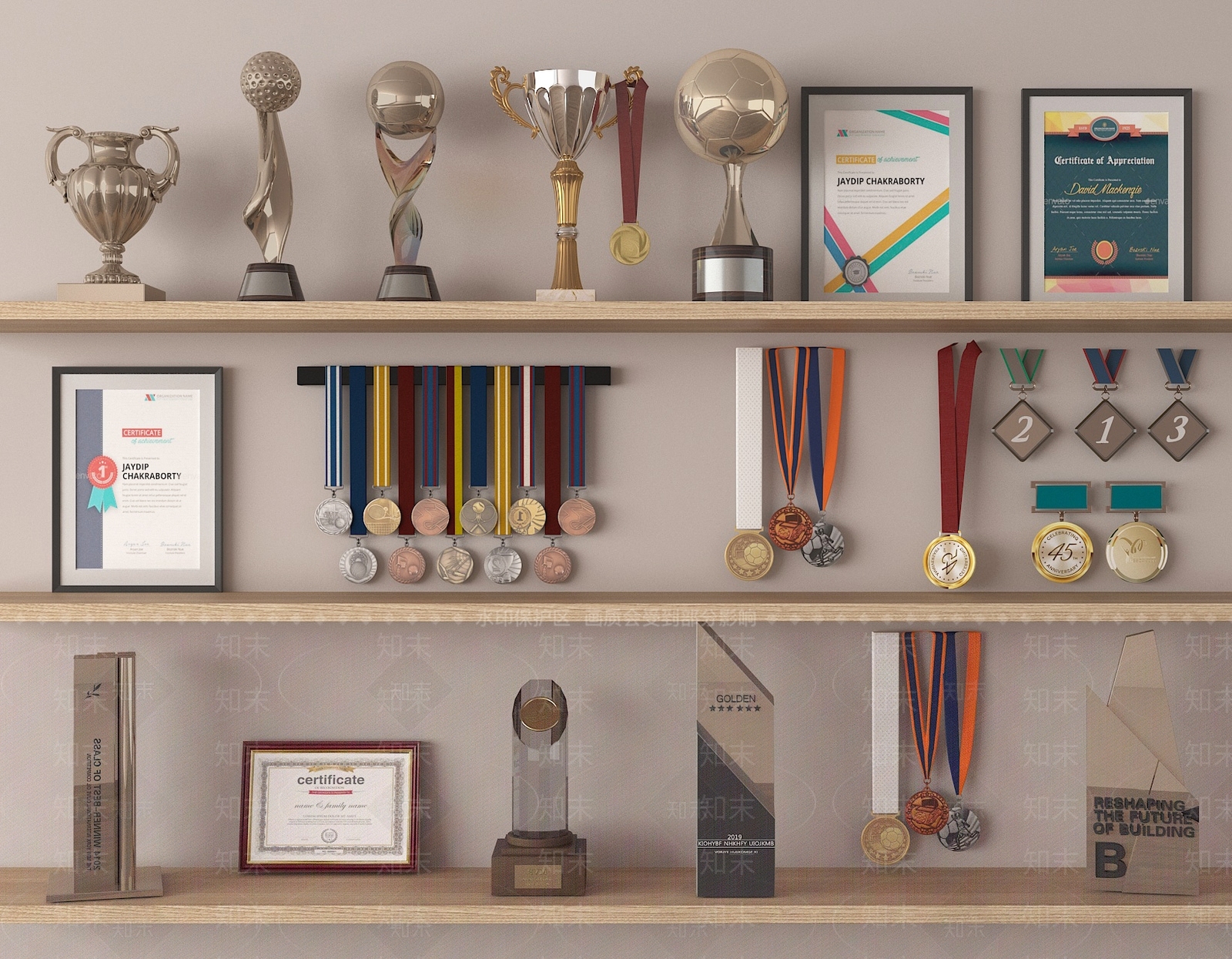 奖杯奖牌3D模型下载【ID:1188352376】