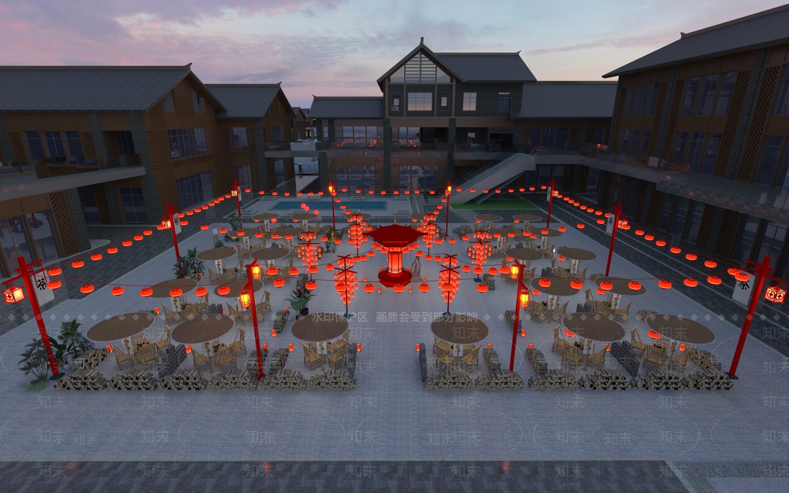 中式广场景观3D模型下载【ID:1188365790】