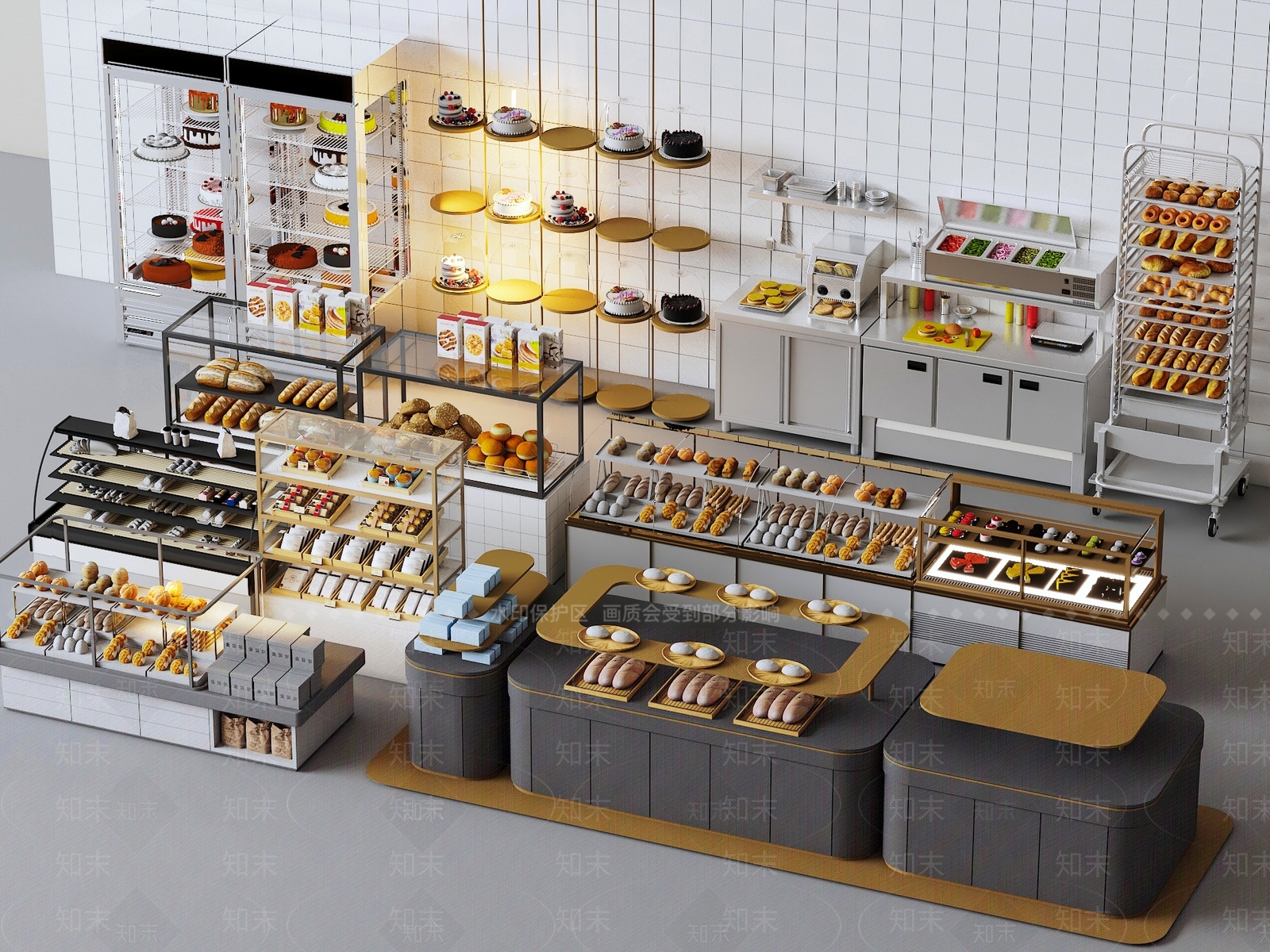现代甜品面包店SU模型下载【ID:1188358083】