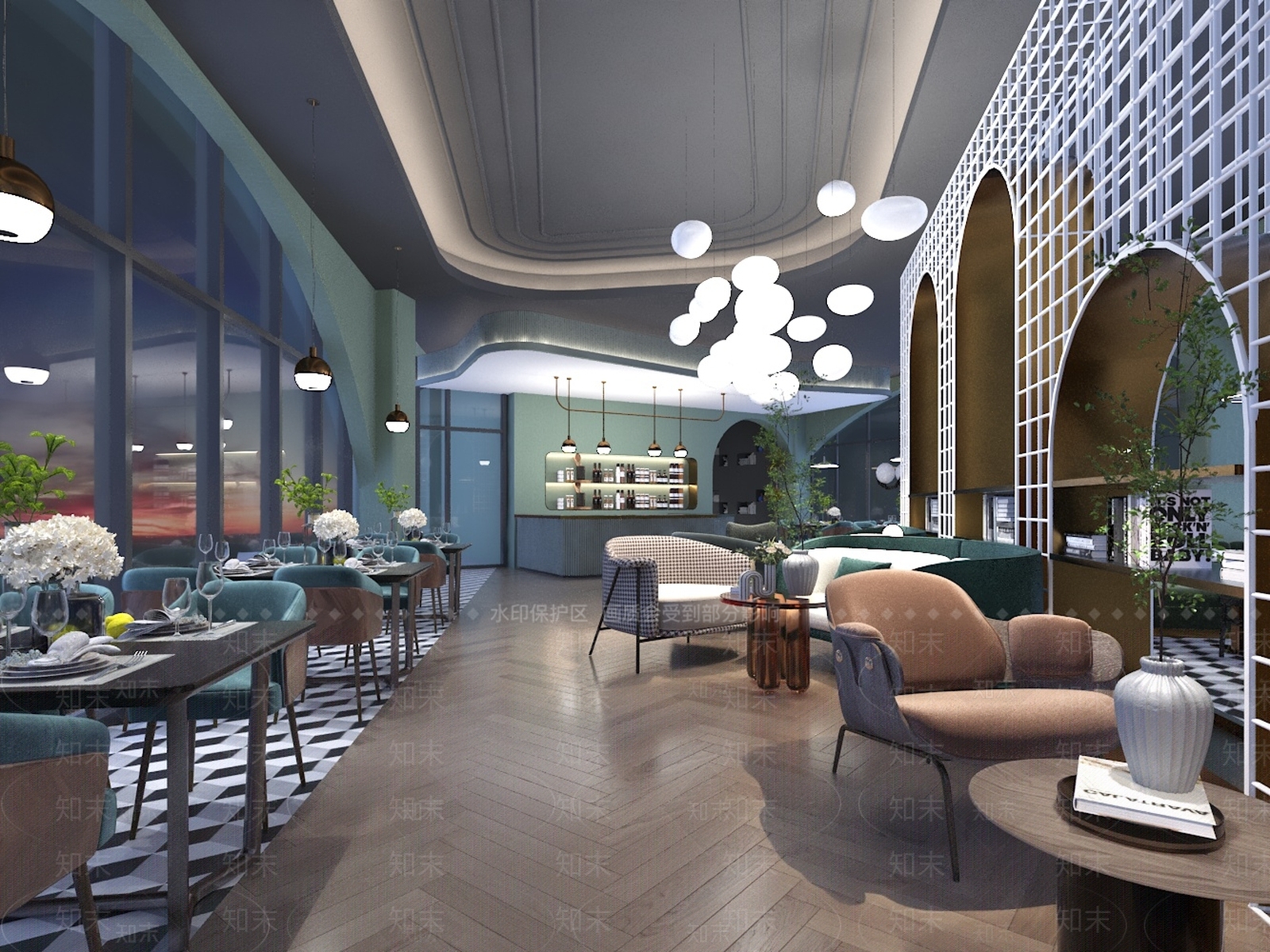 现代中餐厅3D模型下载【ID:1188360428】