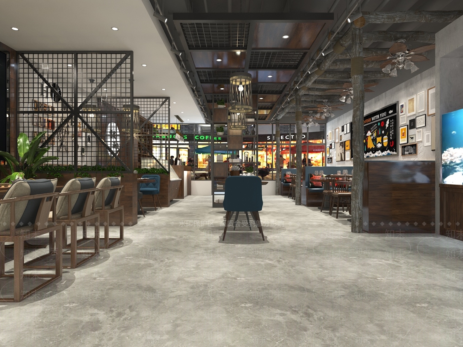 新中式中式中餐厅3D模型下载【ID:1188360824】