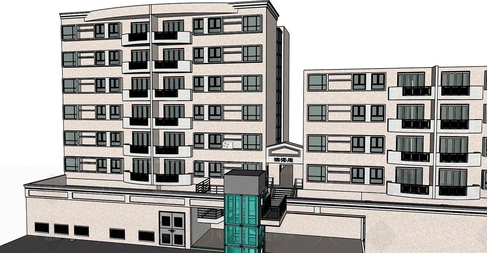 现代多层住宅SU模型下载【ID:1188365482】