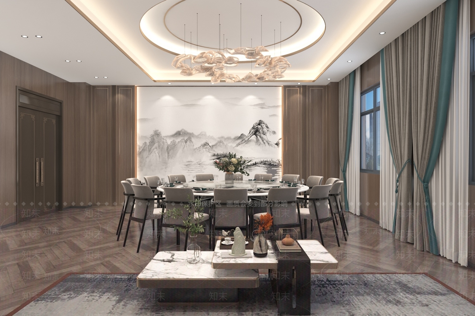 现代新中式包厢3D模型下载【ID:1188364109】