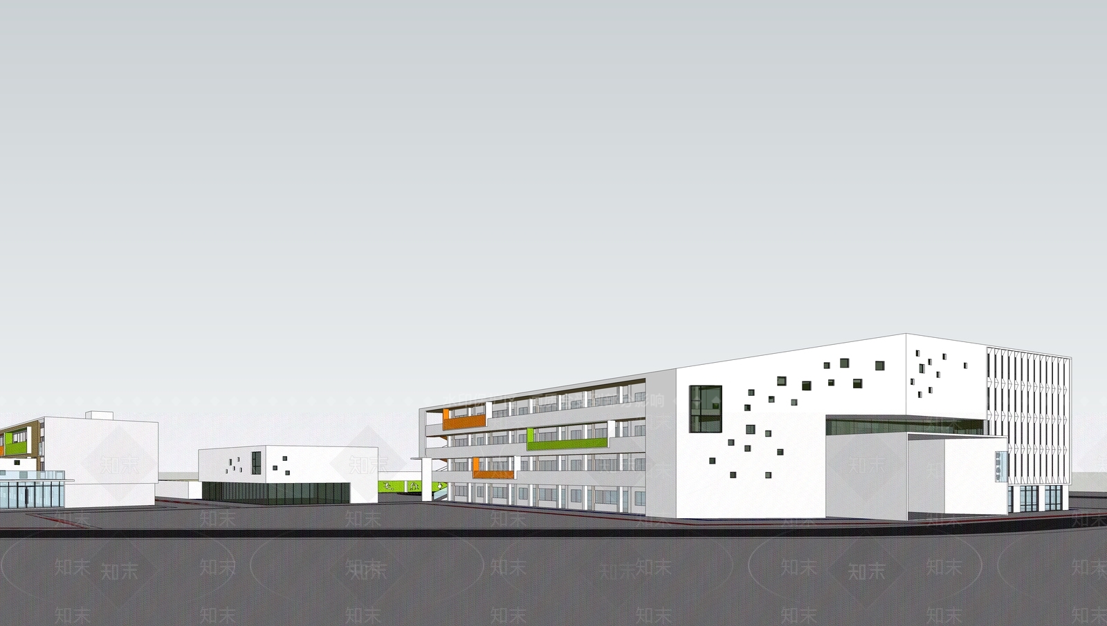 现代学校建筑SU模型下载【ID:1188366566】