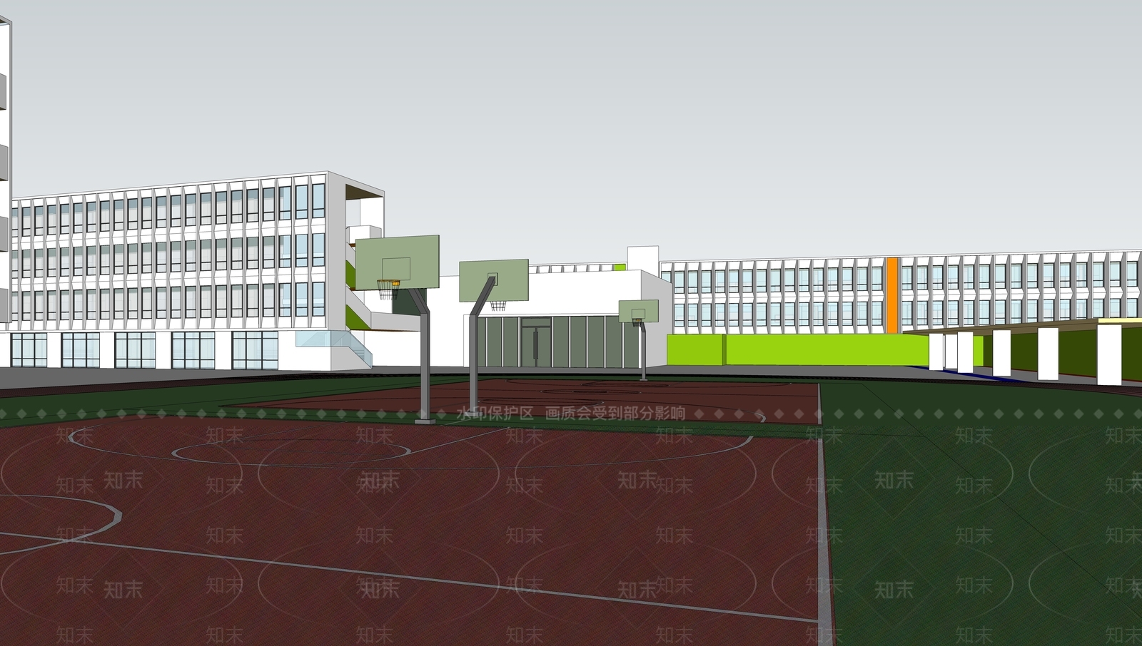 现代学校建筑SU模型下载【ID:1188366566】