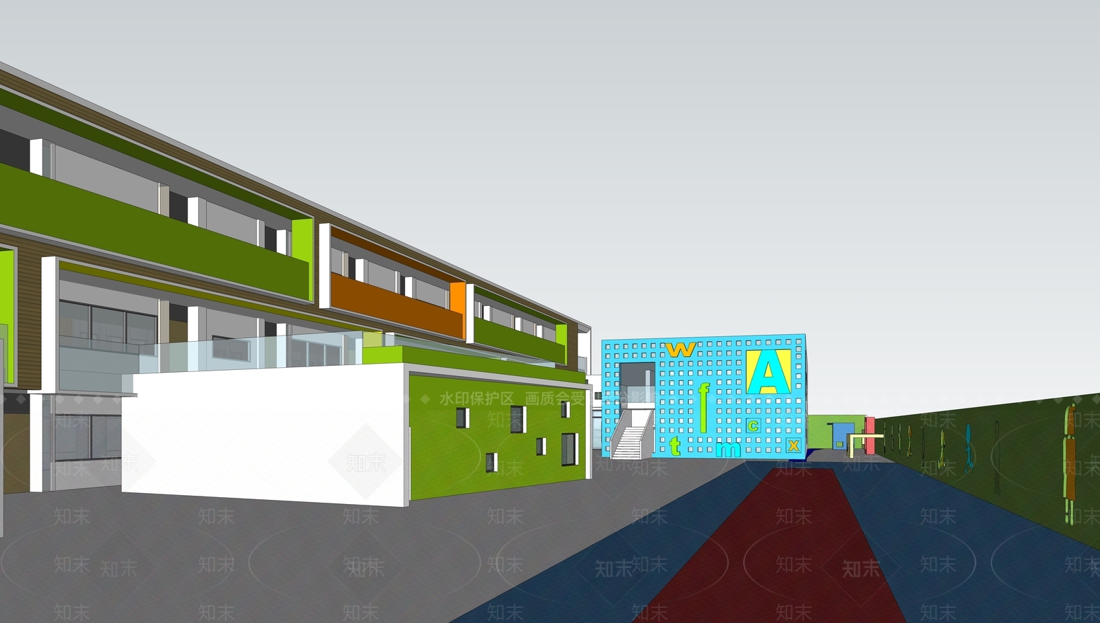 现代学校建筑SU模型下载【ID:1188366566】
