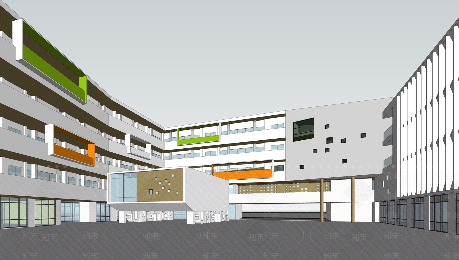 现代学校建筑SU模型下载【ID:1188366566】
