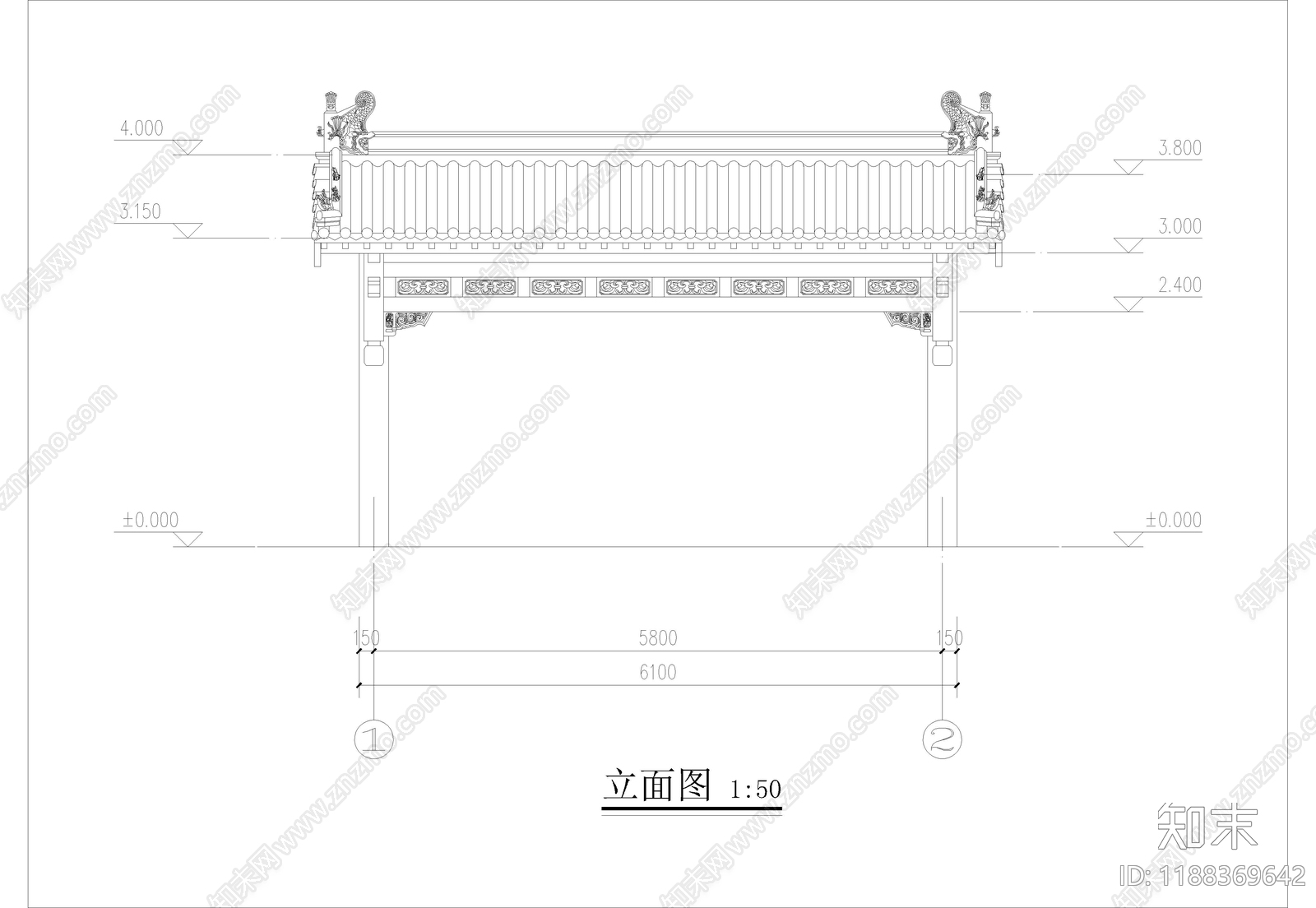 中式门头施工图下载【ID:1188369642】