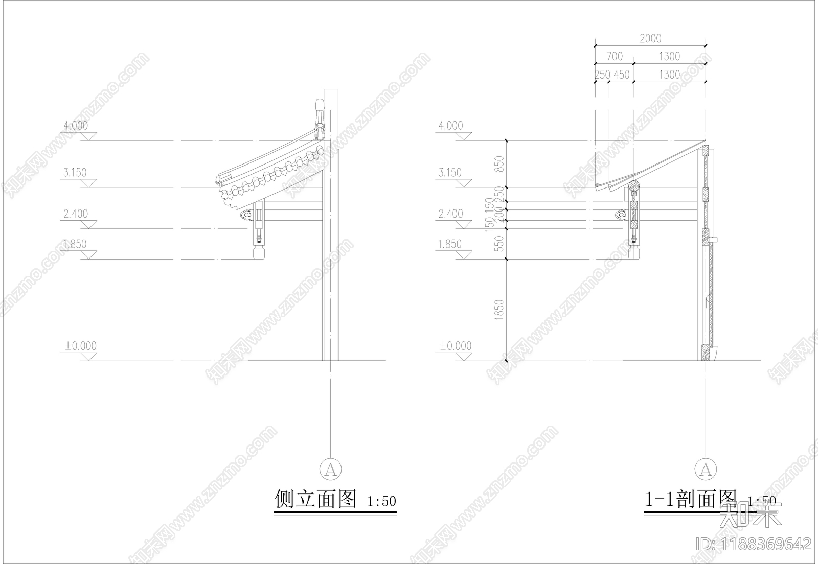 中式门头cad施工图下载【ID:1188369642】