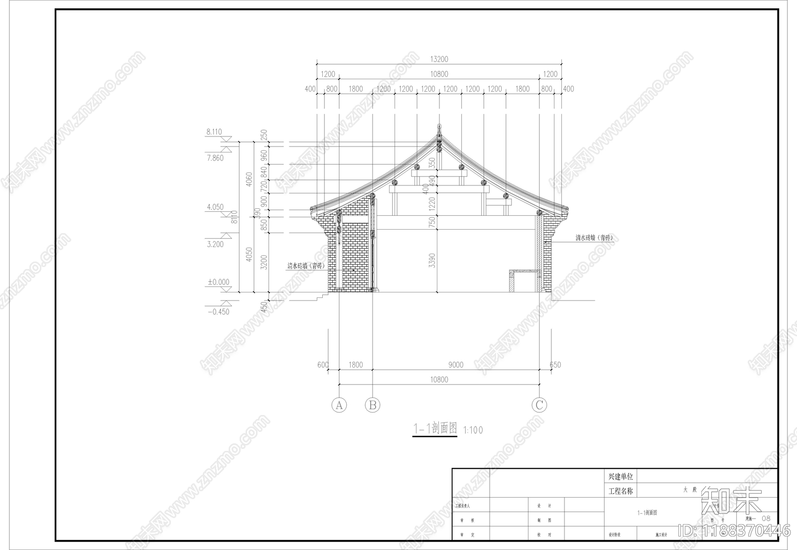 仿古建筑cad施工图下载【ID:1188370446】