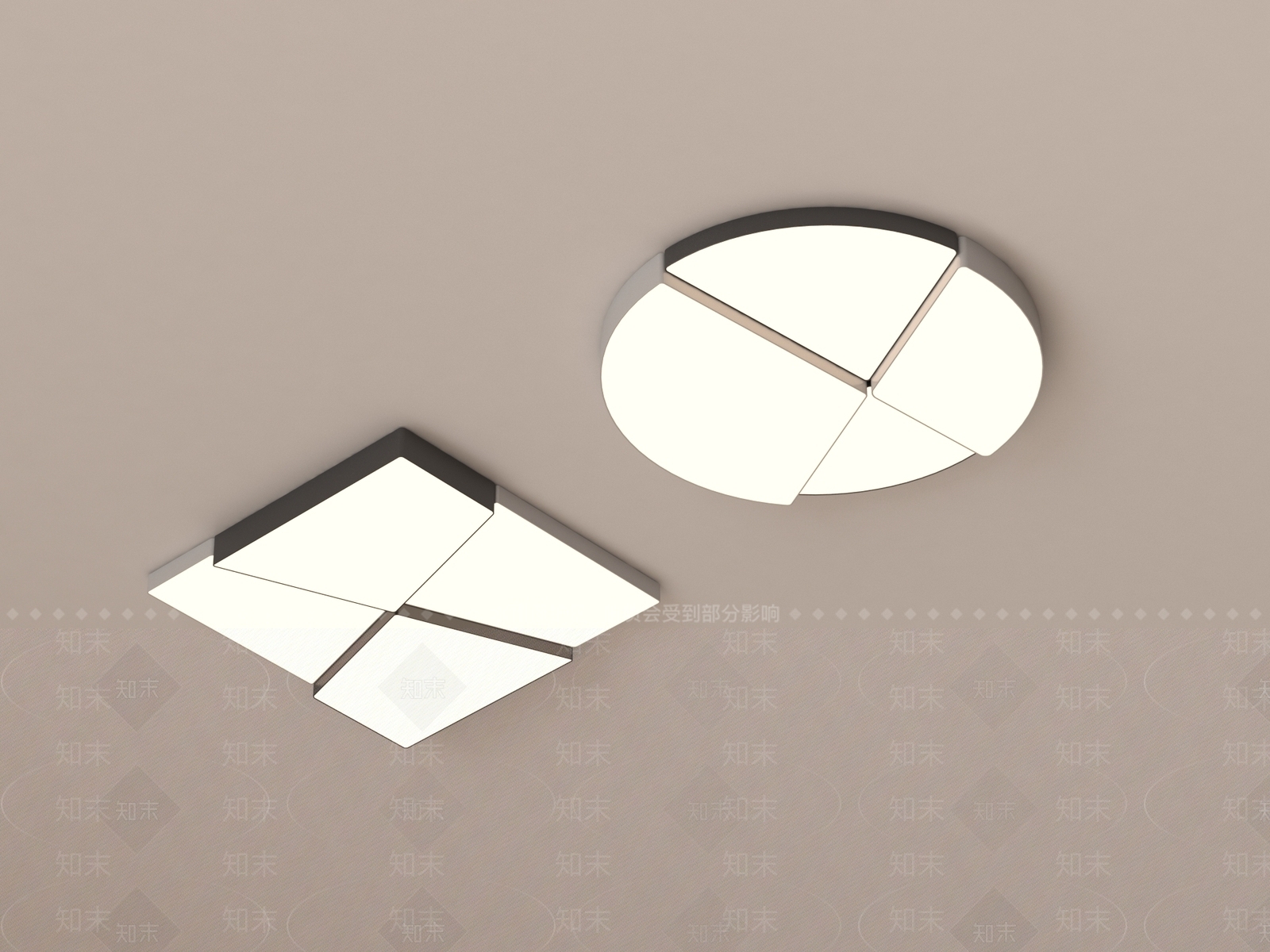 现代吸顶灯3D模型下载【ID:1188370563】