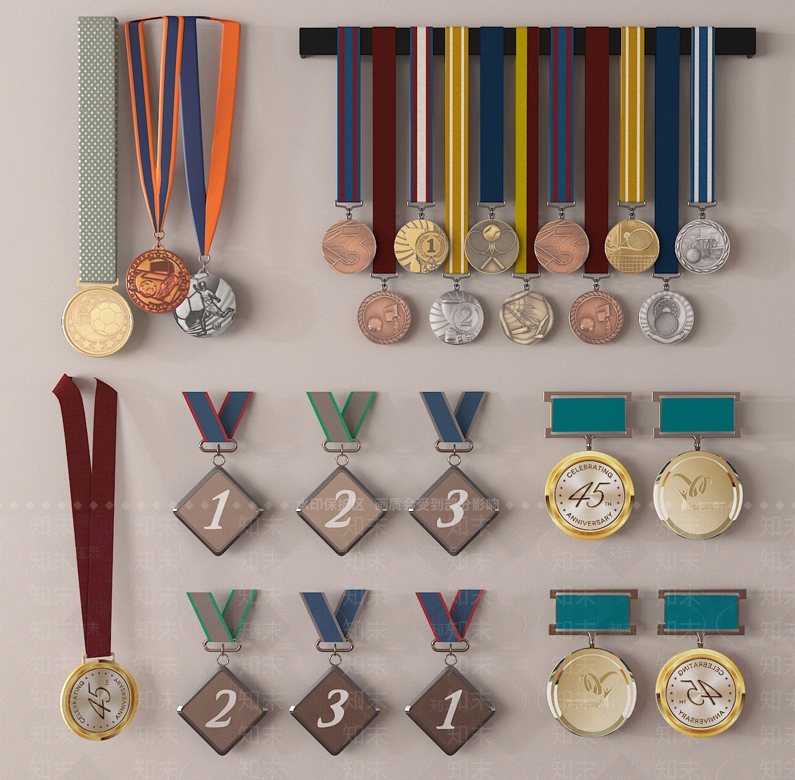 现代奖杯奖牌SU模型下载【ID:1188371884】