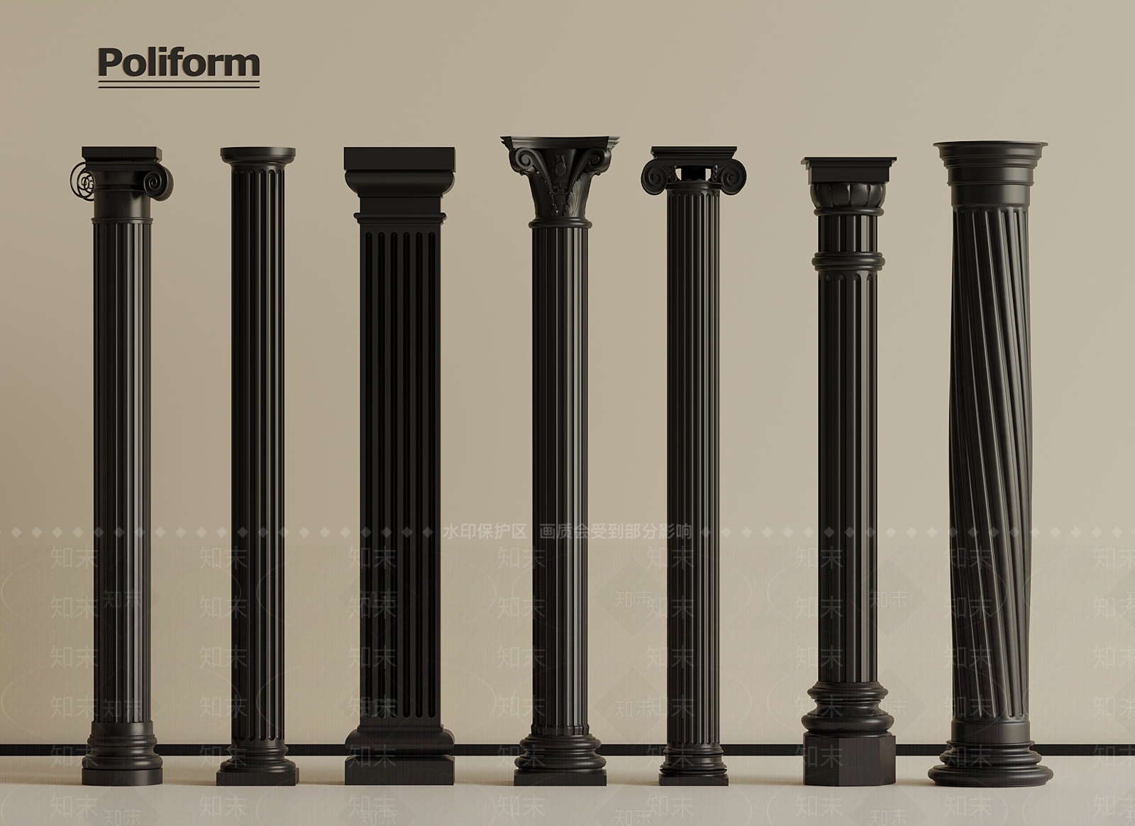 法式柱子3D模型下载【ID:1188373568】