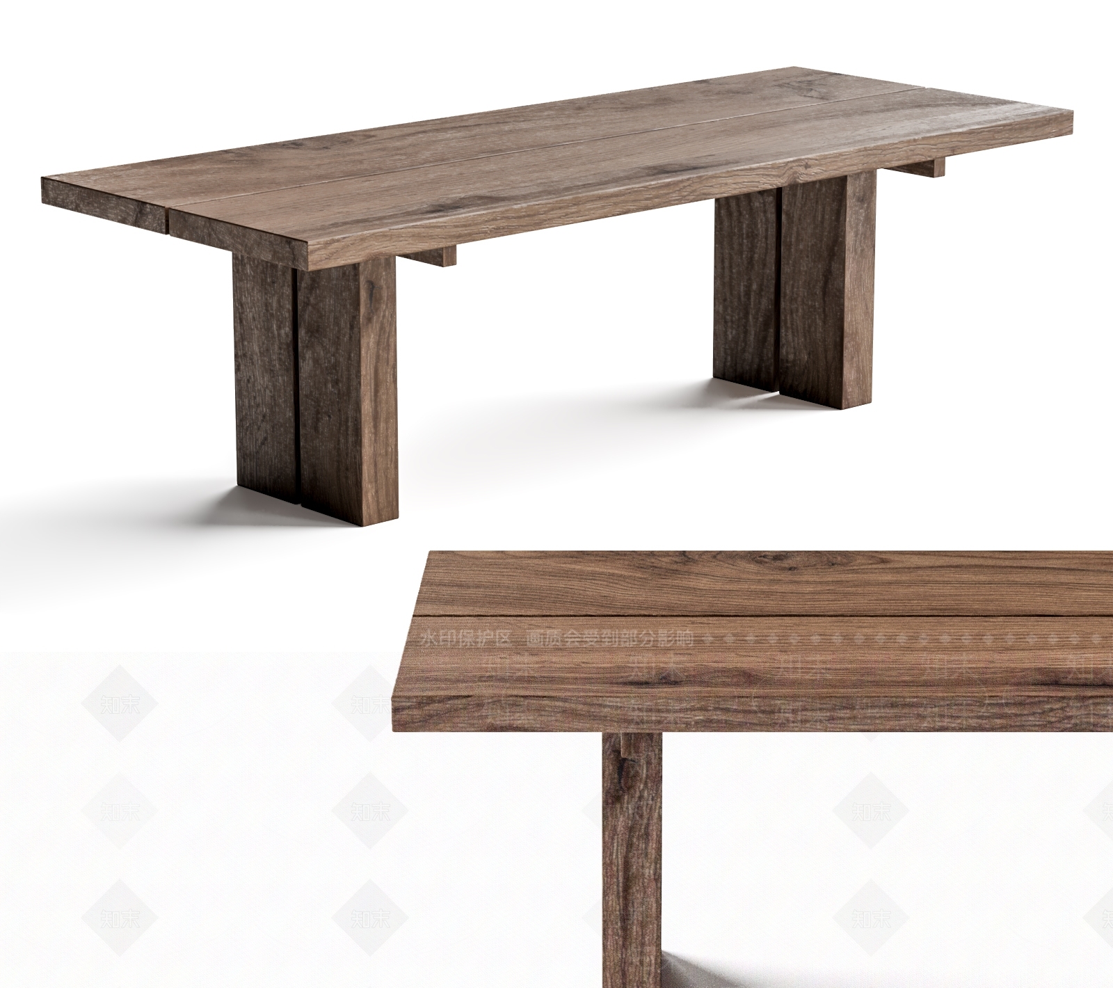 中古复古餐桌SU模型下载【ID:1188375135】