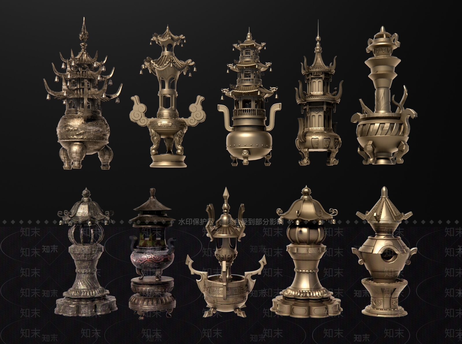 中式香炉3D模型下载【ID:1188375717】