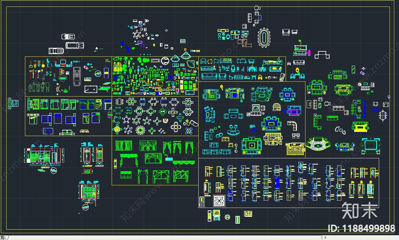 现代轻奢家具图库施工图下载【ID:1188499898】