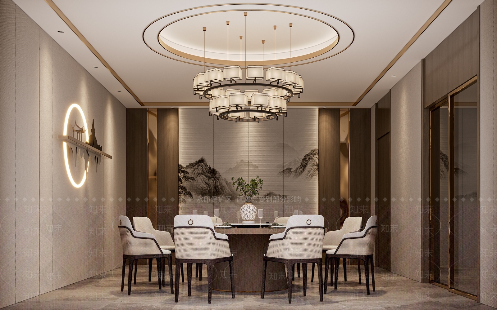 新中式轻奢包厢3D模型下载【ID:1188387313】
