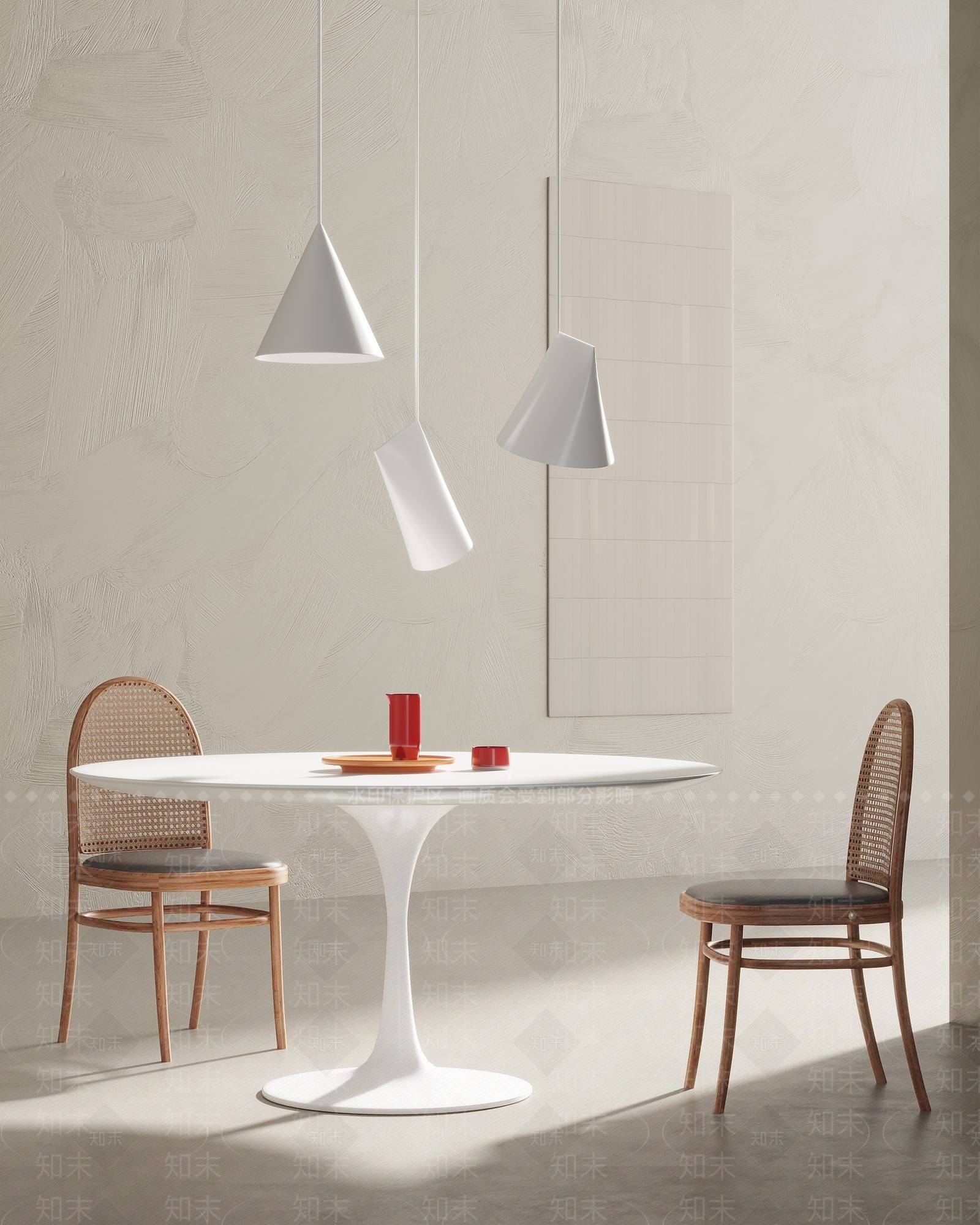 现代侘寂餐桌椅3D模型下载【ID:1188388366】