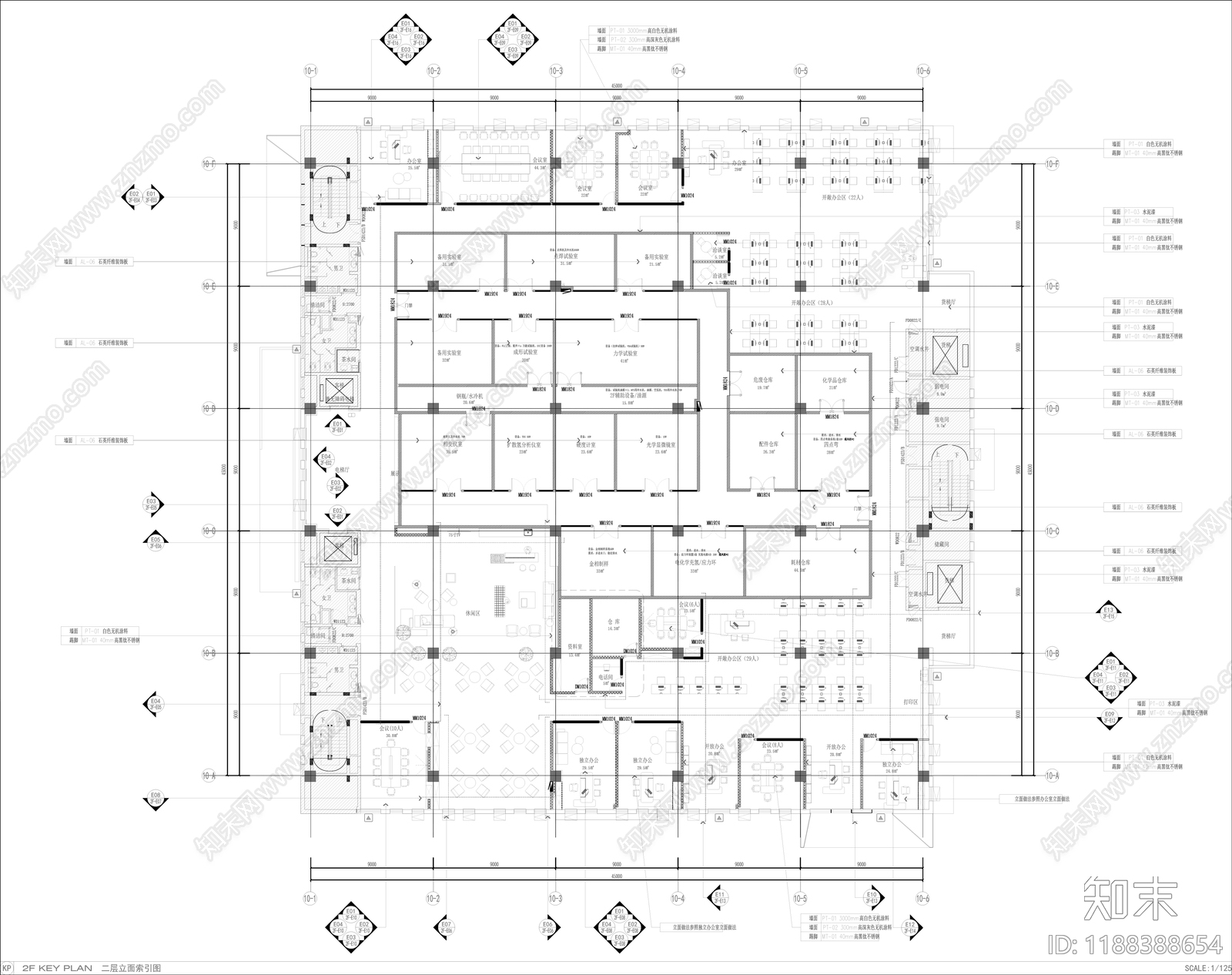 现代整体办公空间cad施工图下载【ID:1188388654】