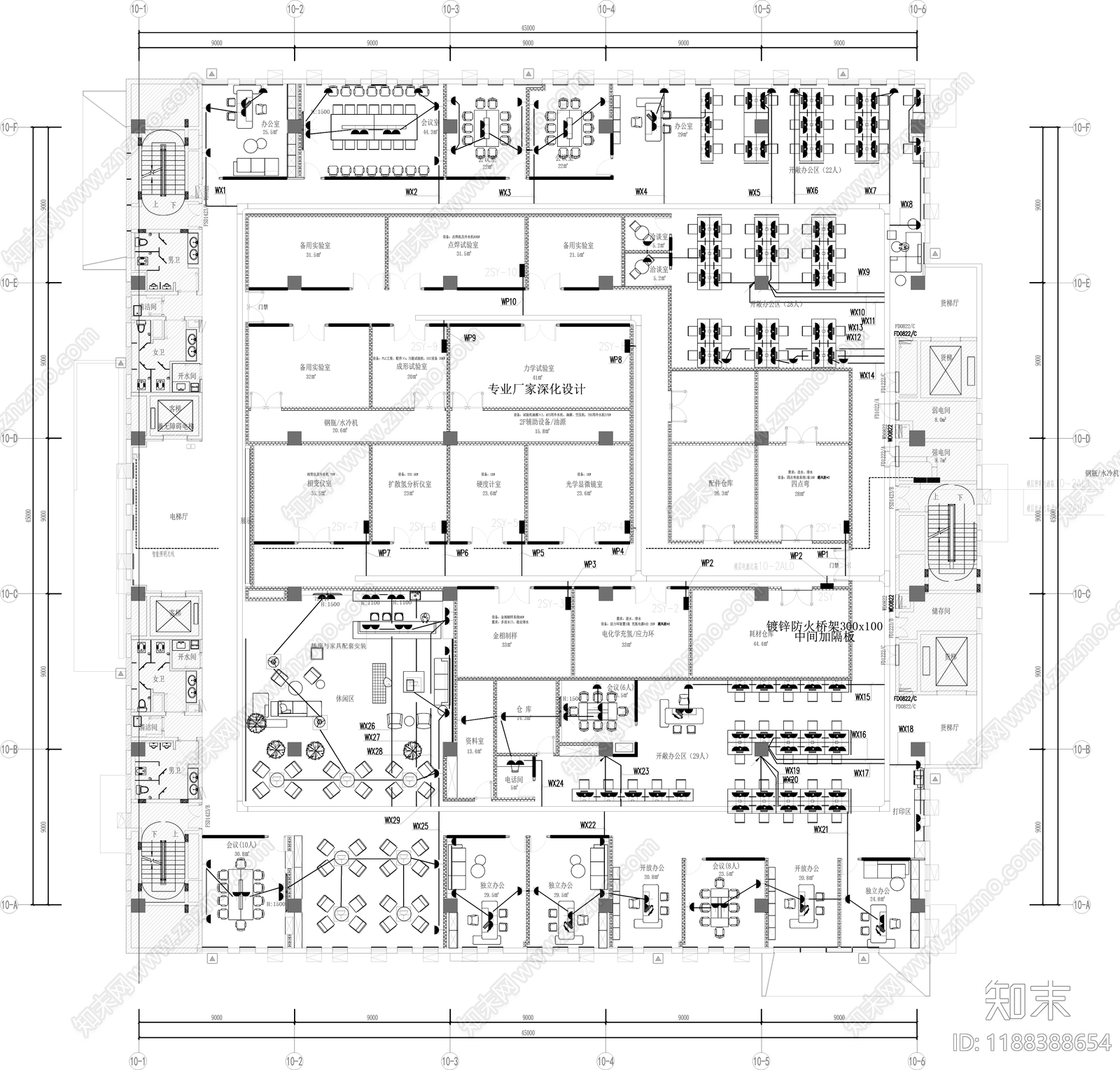 现代整体办公空间cad施工图下载【ID:1188388654】