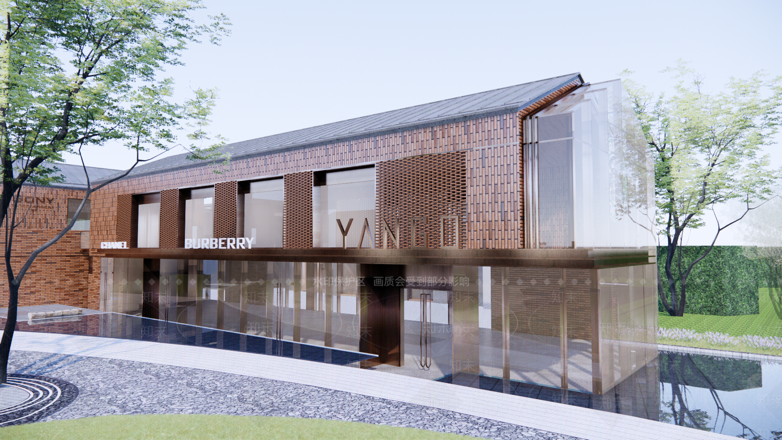 新中式民宿建筑SU模型下载【ID:1188390050】