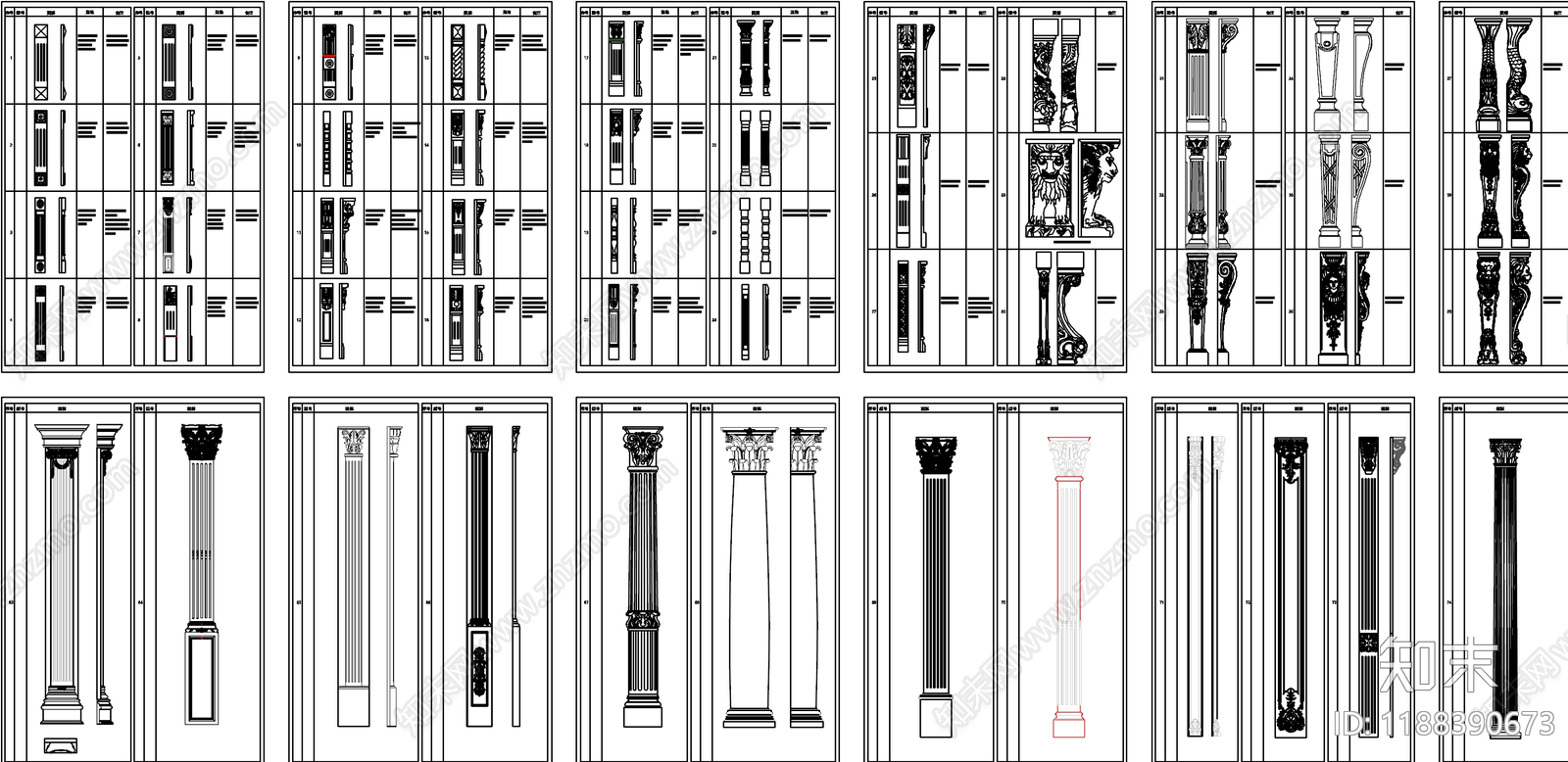 欧式美式家装图库施工图下载【ID:1188390673】