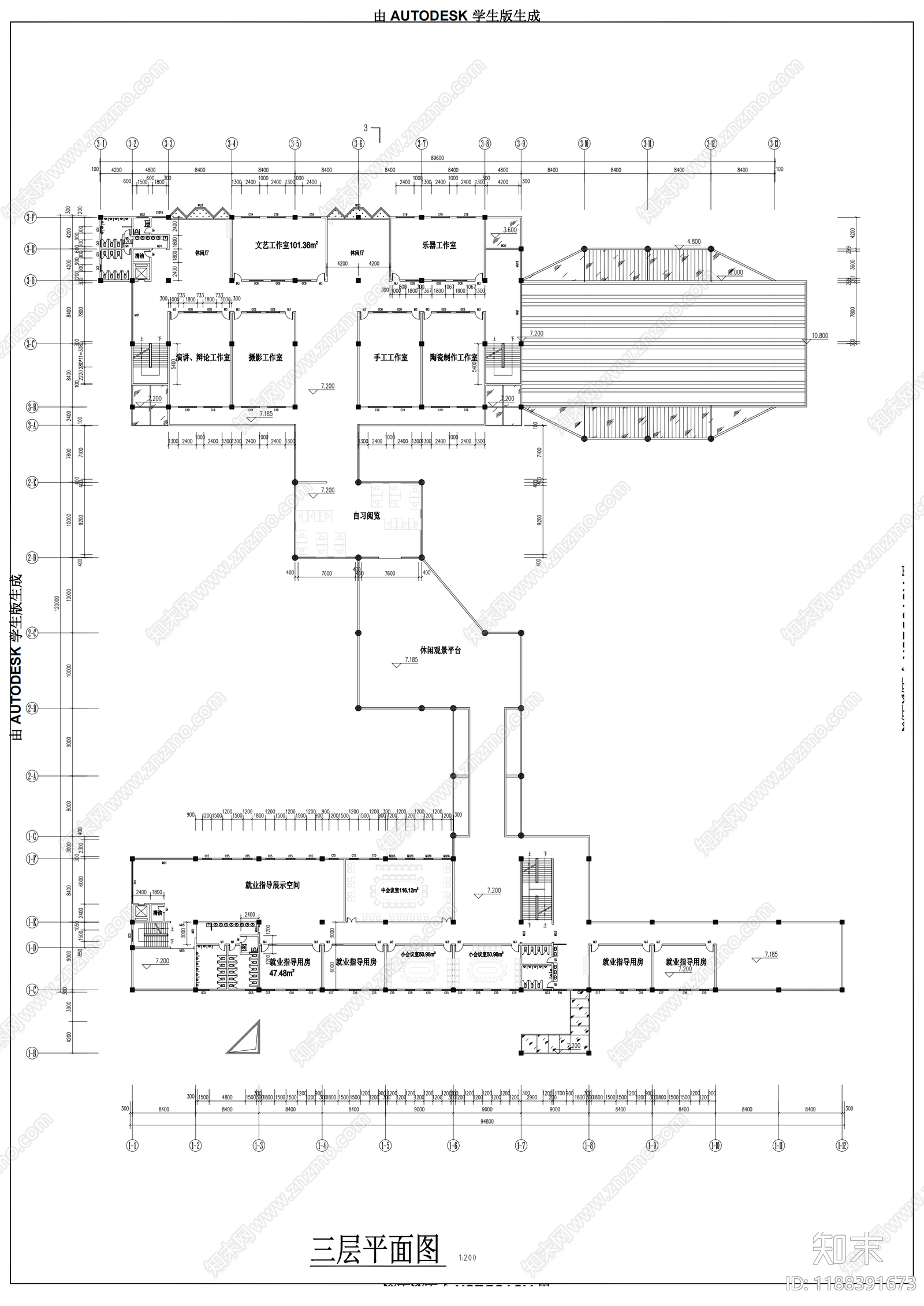 现代学校建筑cad施工图下载【ID:1188391673】
