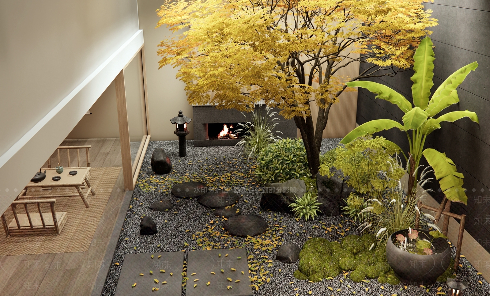 日式新中式室内景观SU模型下载【ID:1188393414】