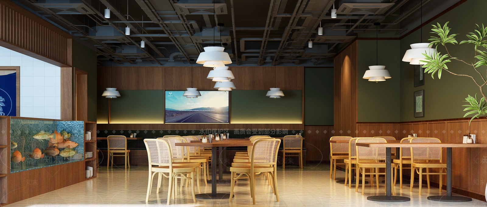 现代北欧中餐厅3D模型下载【ID:1188393690】