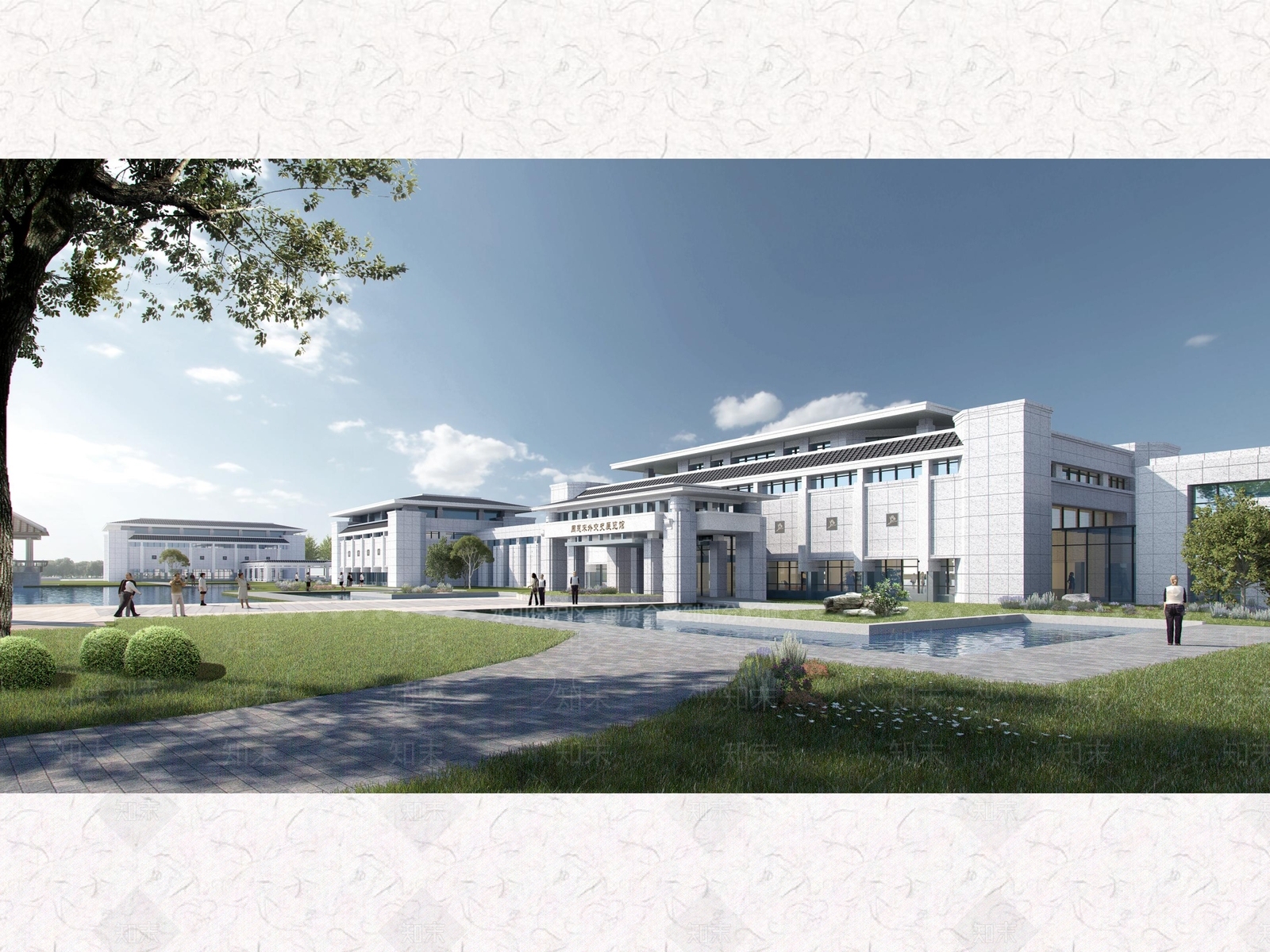 新中式现代展览馆建筑SU模型下载【ID:1188396843】