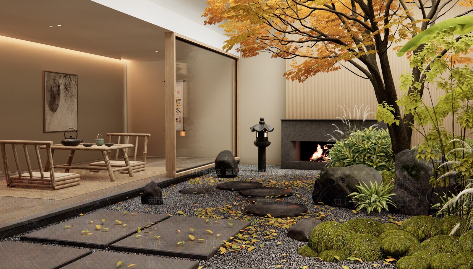 日式禅意茶室SU模型下载【ID:1188399176】