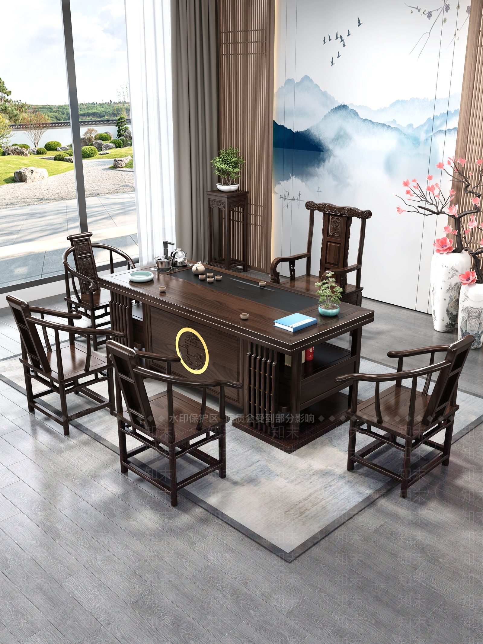 新中式中式茶室3D模型下载【ID:1188403416】