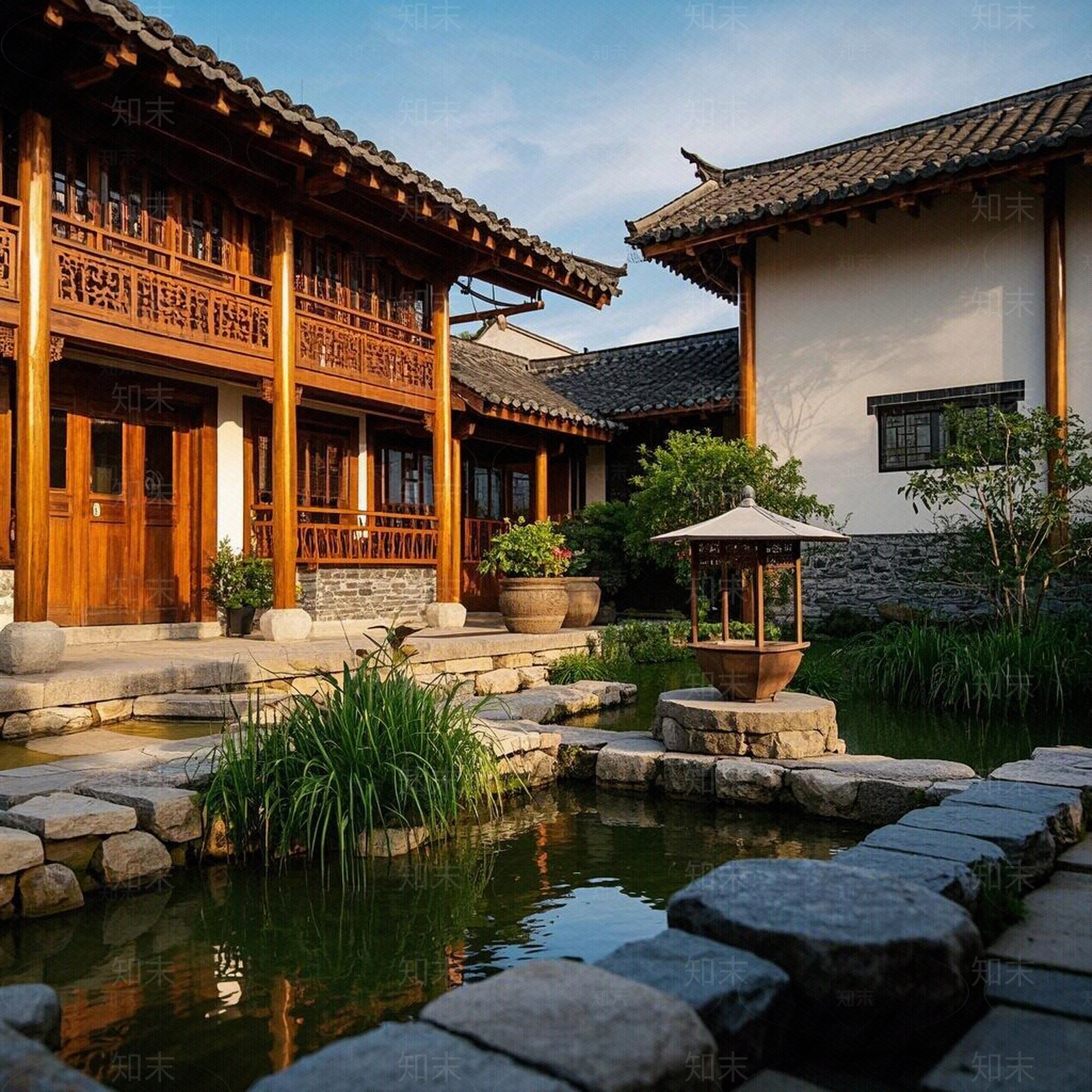 新中式小区外景贴图下载【ID:1188403934】