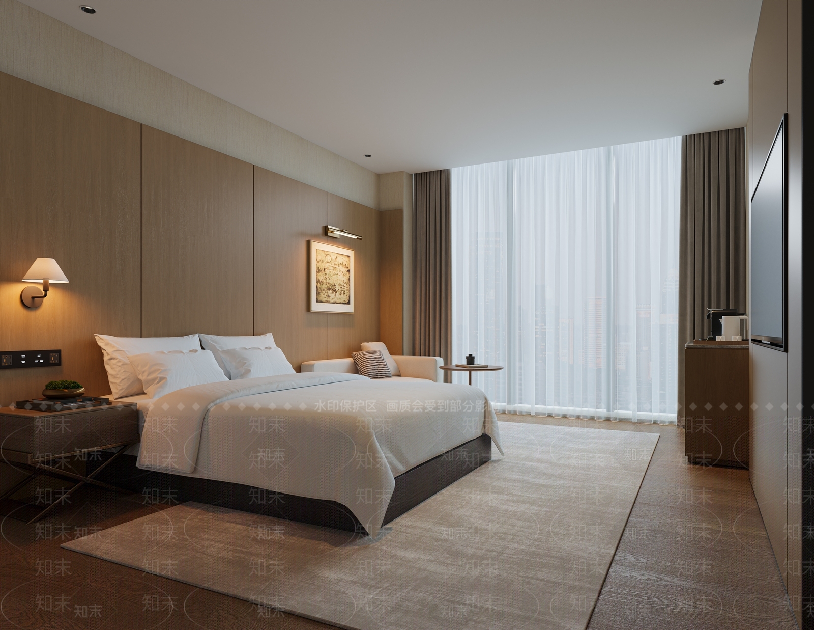 现代酒店客房SU模型下载【ID:1188406416】