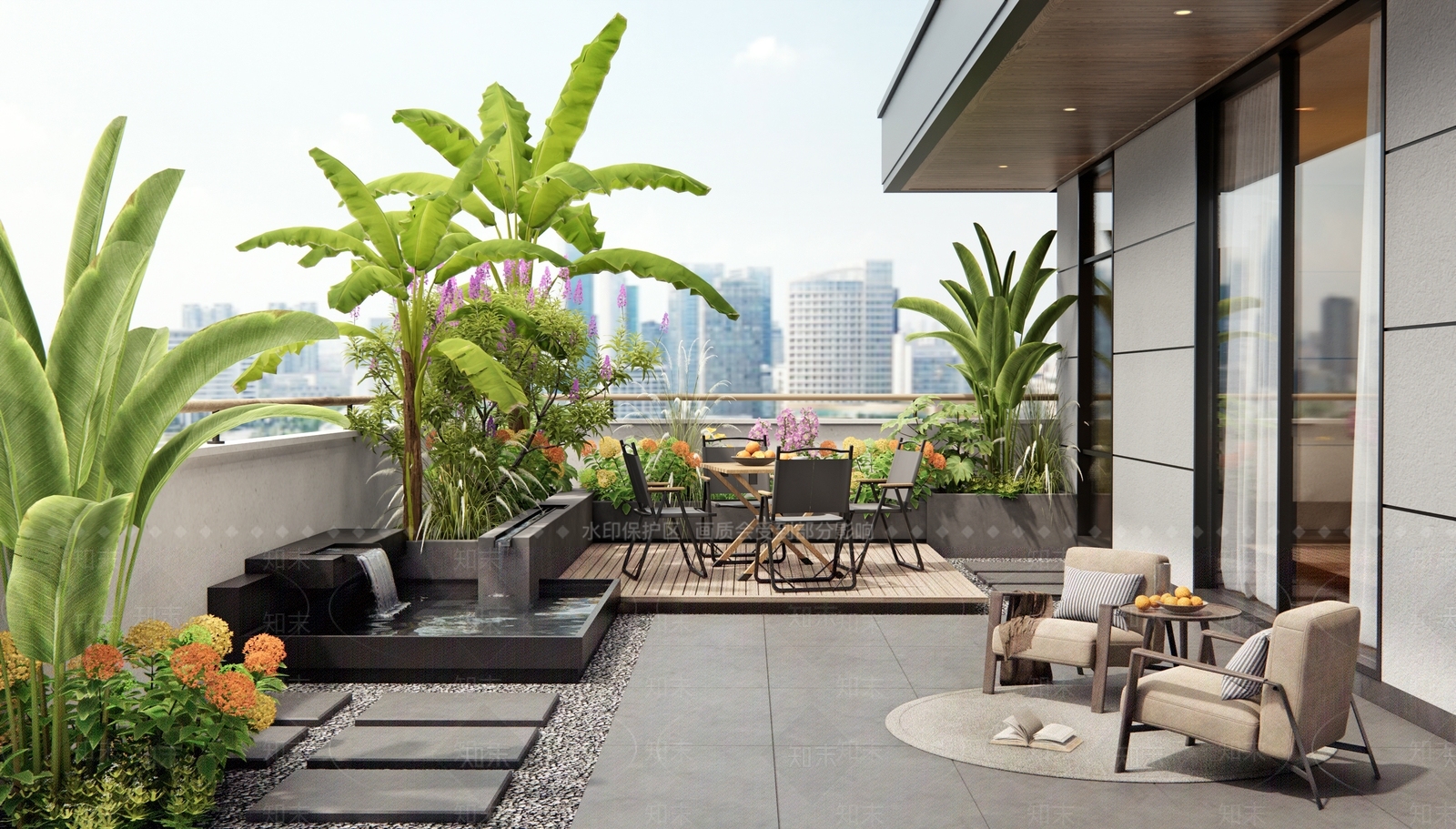 现代屋顶花园SU模型下载【ID:1188407401】